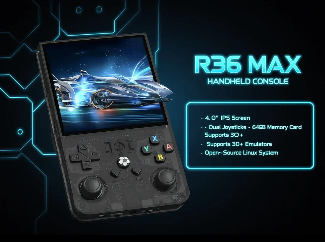 R36 Max Handheld Game Console with 4" Screen Linux System
